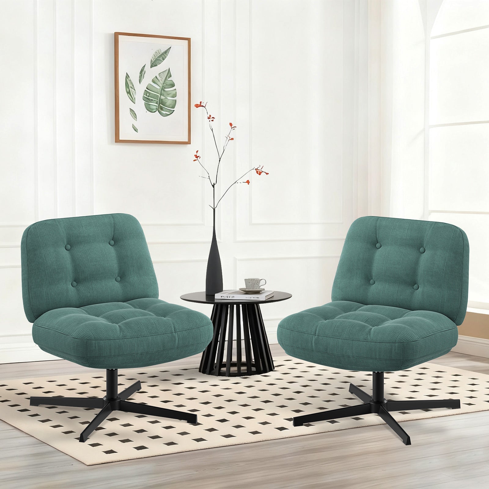 COLAMY CozySpin Lounge-Sessel – Drehbarer Akzentstuhl aus weichem Cord