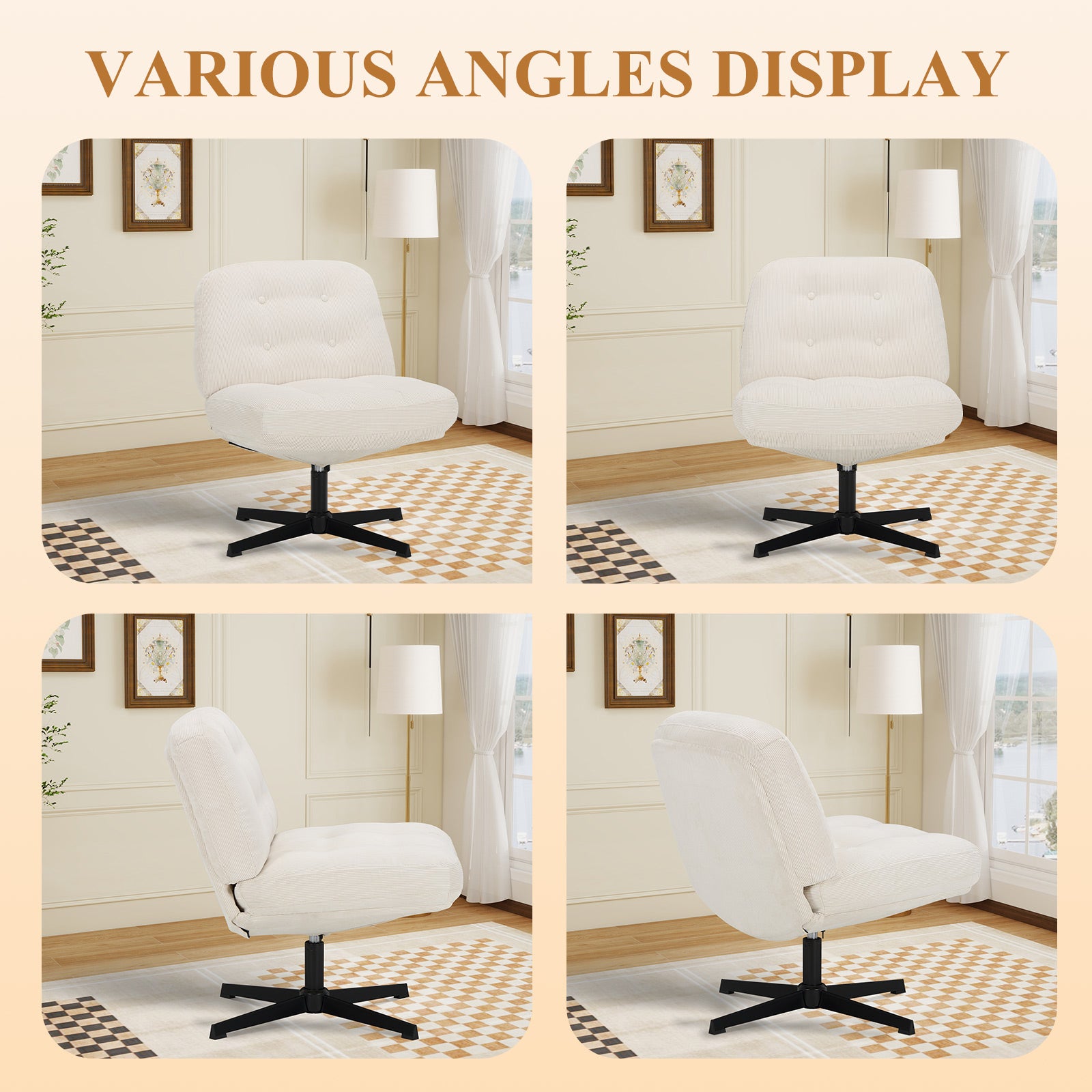 COLAMY CozySpin Lounge-Sessel – Drehbarer Akzentstuhl aus weichem Cord