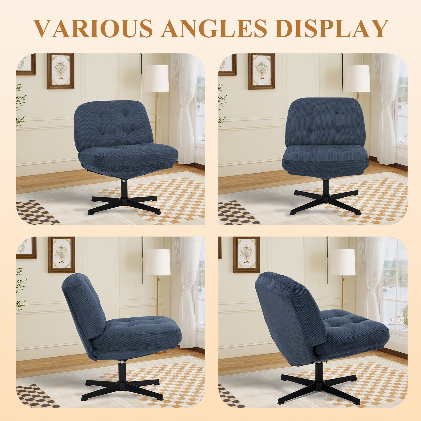 COLAMY CozySpin Lounge-Sessel – Drehbarer Akzentstuhl aus weichem Cord