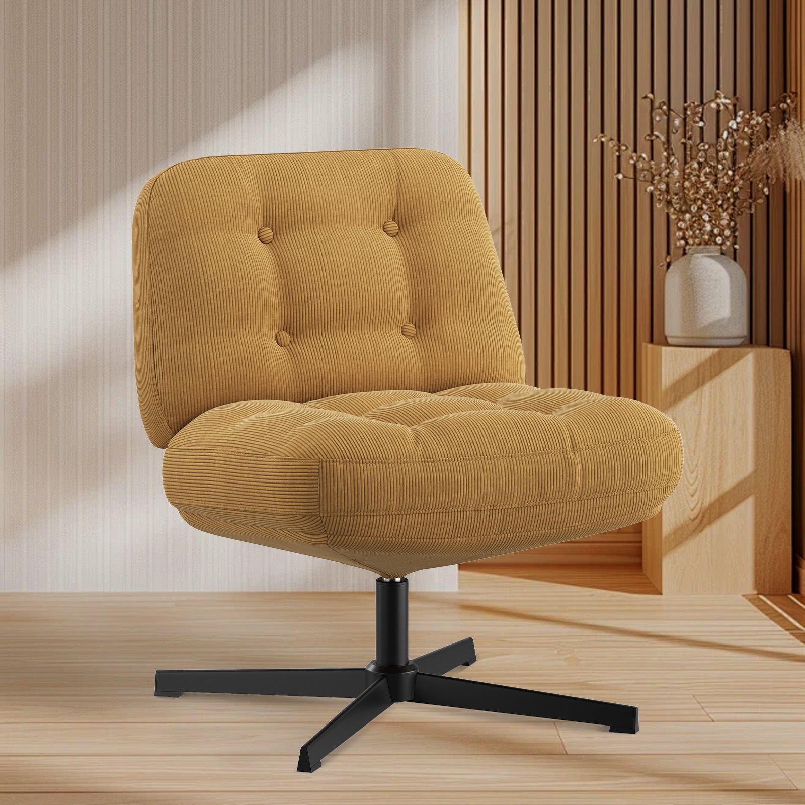 COLAMY CozySpin Lounge-Sessel – Drehbarer Akzentstuhl aus weichem Cord