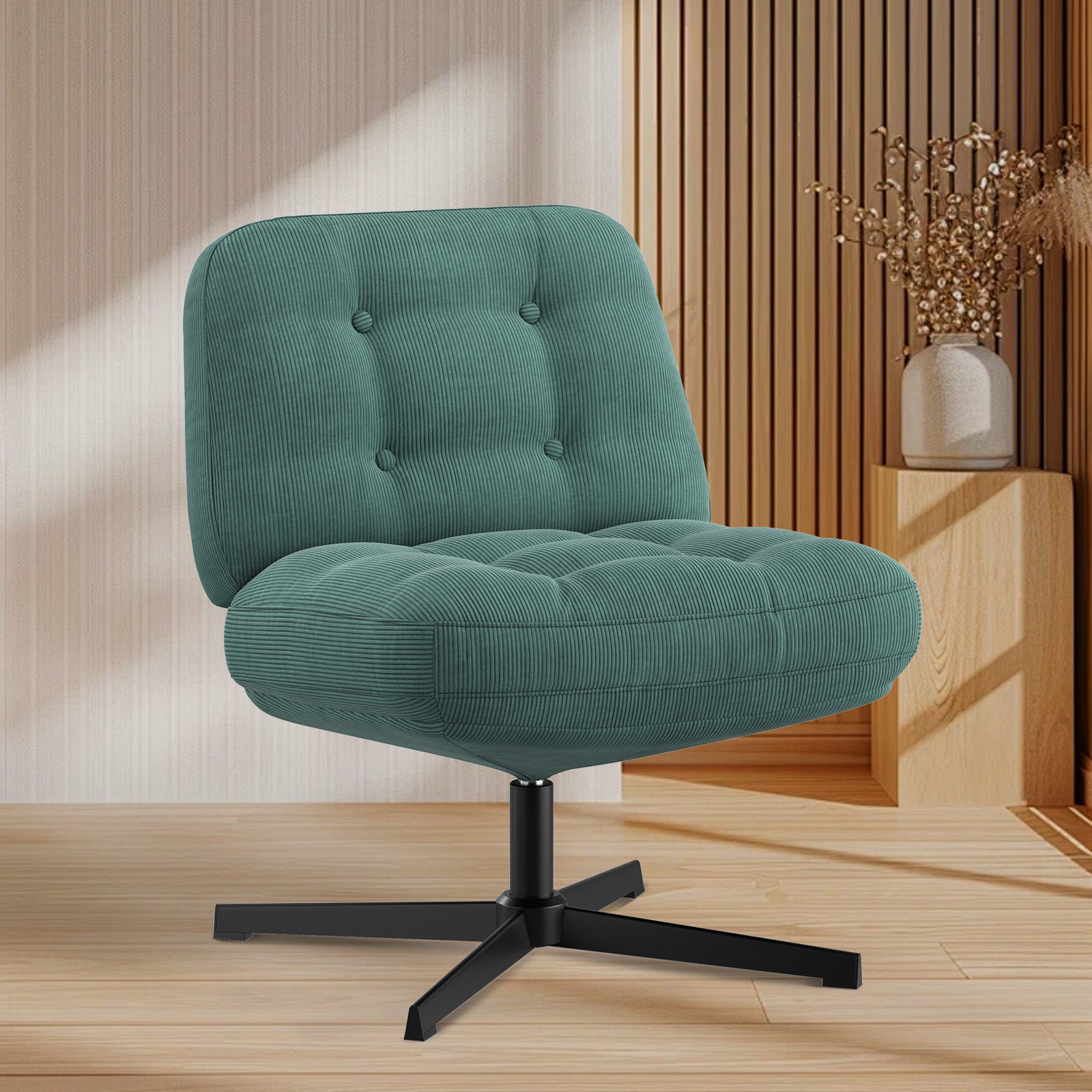 COLAMY CozySpin Lounge-Sessel – Drehbarer Akzentstuhl aus weichem Cord