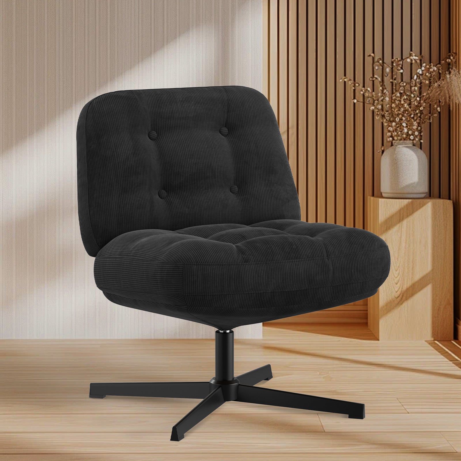 COLAMY CozySpin Lounge-Sessel – Drehbarer Akzentstuhl aus weichem Cord