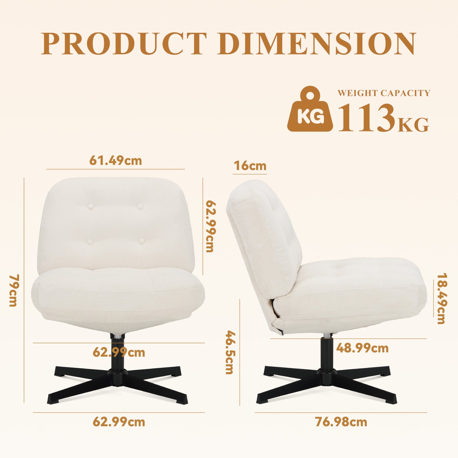 COLAMY CozySpin Lounge-Sessel – Drehbarer Akzentstuhl aus weichem Cord