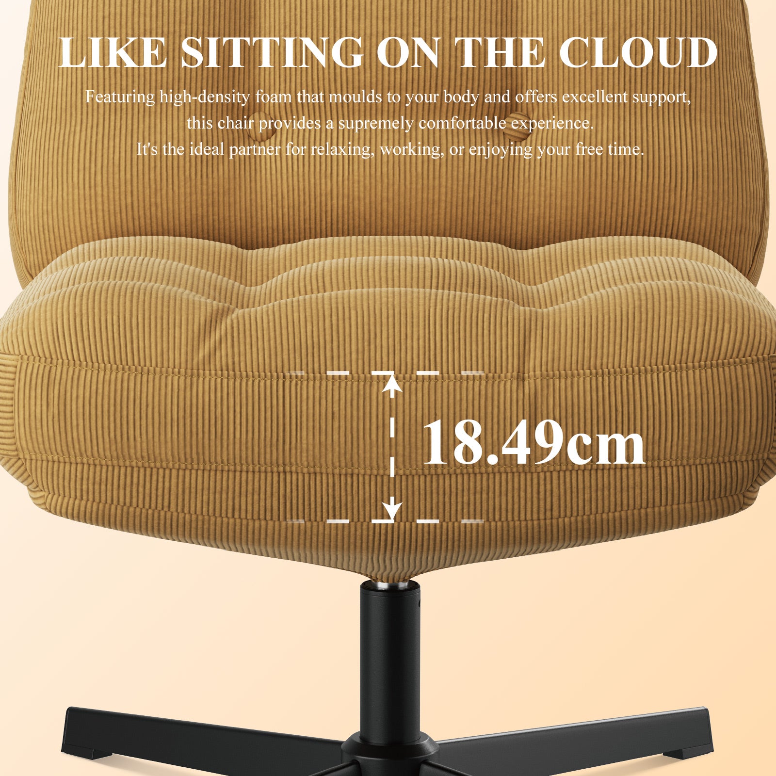 COLAMY CozySpin Lounge-Sessel – Drehbarer Akzentstuhl aus weichem Cord