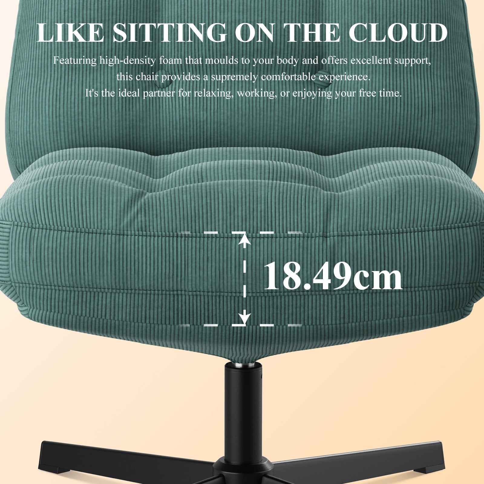 COLAMY CozySpin Lounge-Sessel – Drehbarer Akzentstuhl aus weichem Cord