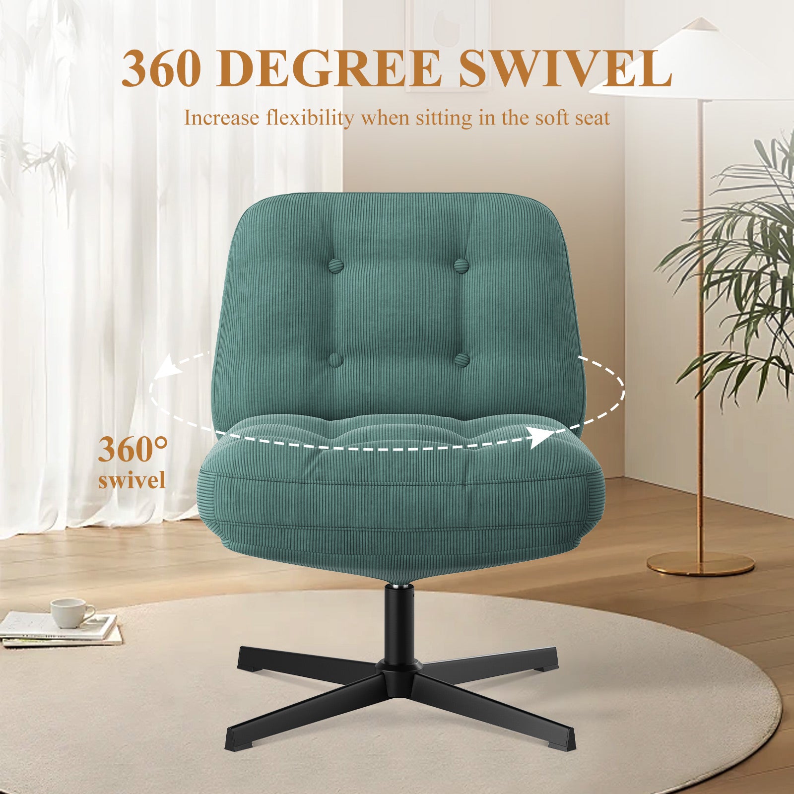 COLAMY CozySpin Lounge-Sessel – Drehbarer Akzentstuhl aus weichem Cord