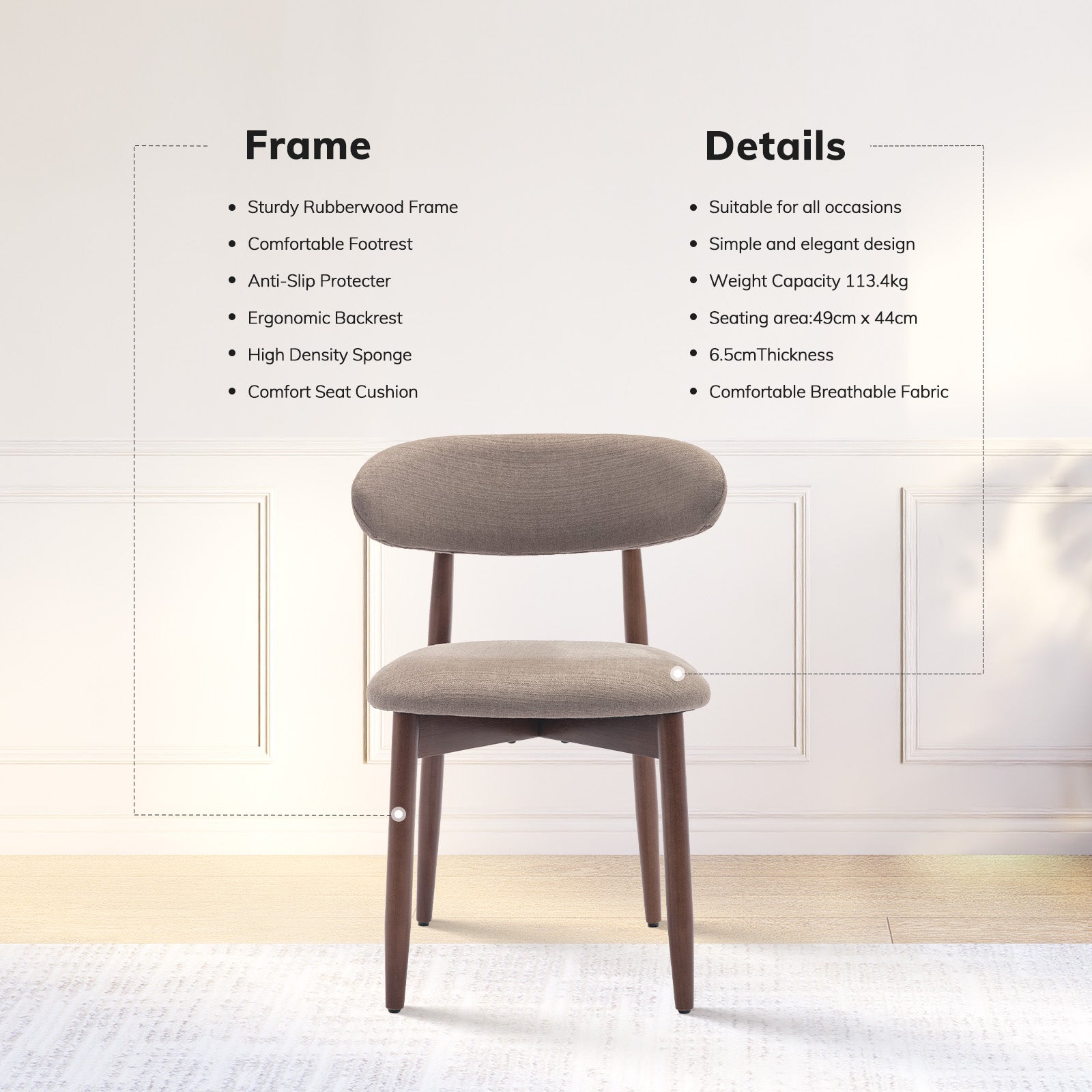 COLAMY NOYA Mid-Century Modern Dining Chair-PRE-ORDER