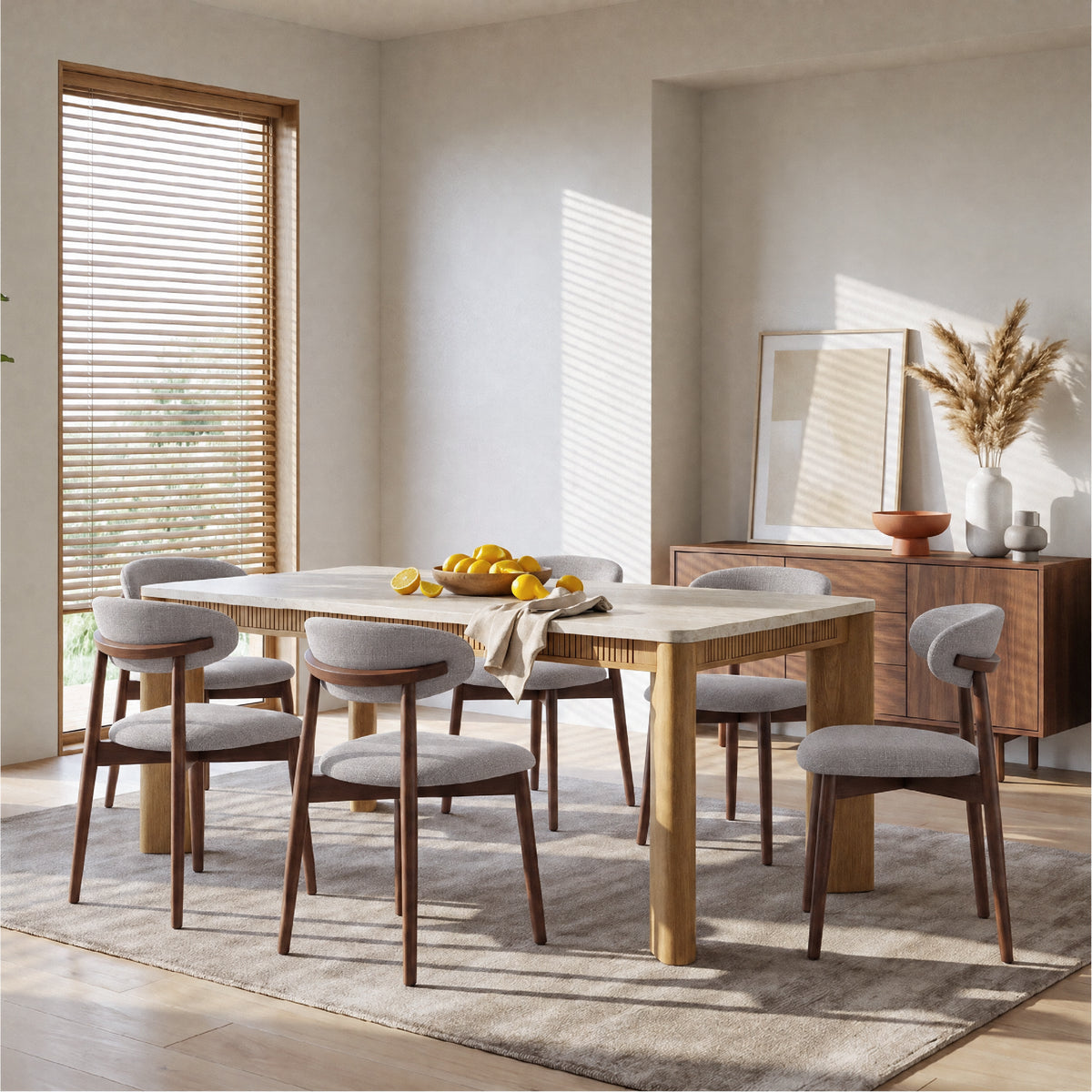 COLAMY VERSE 63" Dining Table with NOYA Dining Chairs Set for 4-6