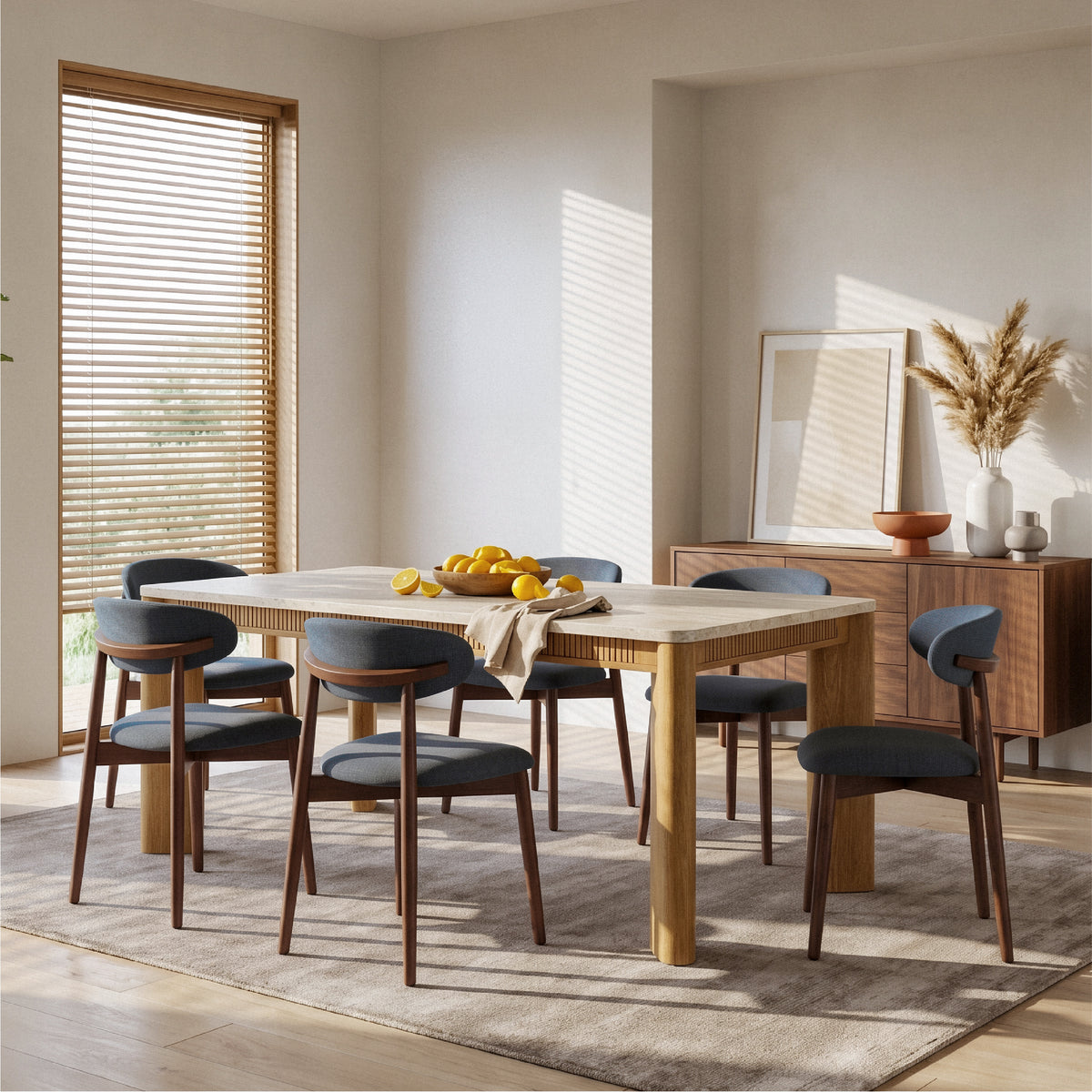 COLAMY VERSE 63" Dining Table with NOYA Dining Chairs Set for 4-6