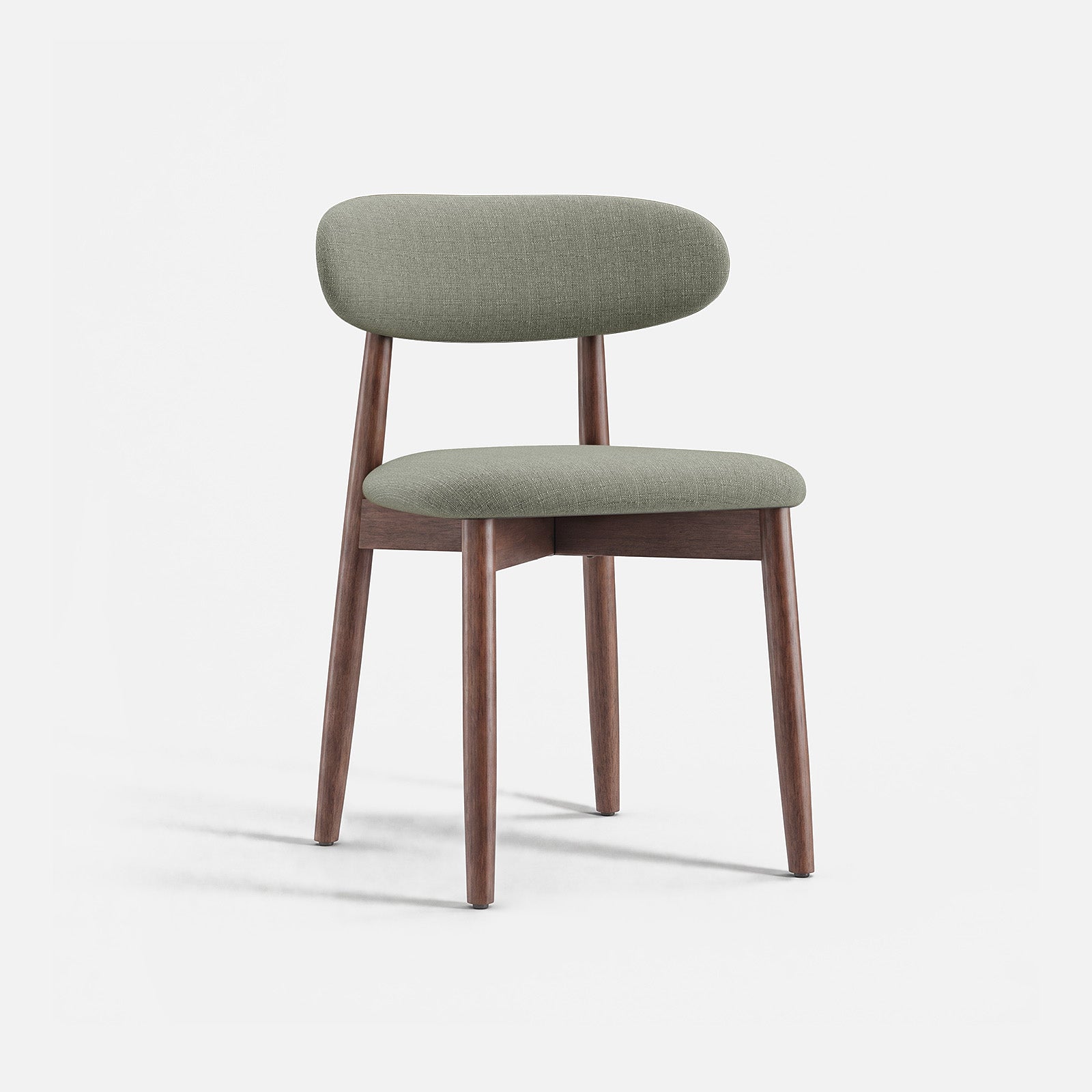 COLAMY NOYA green upholstered dining chair with wooden legs front view