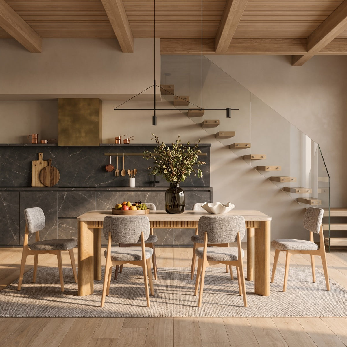 COLAMY VERSE 63" Dining Table with HALO Prime Dining Chairs Set for 4-6