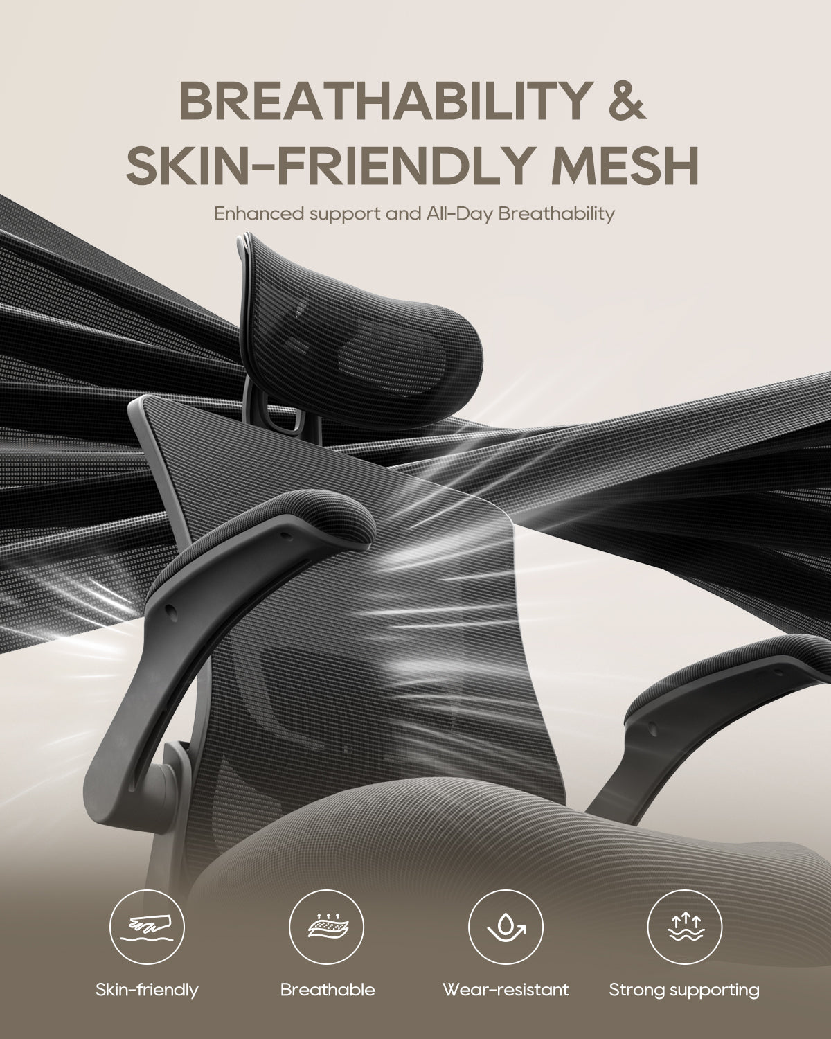 Scaun de birou ergonomic din plasă COLAMY cu suport lombar Model.9050