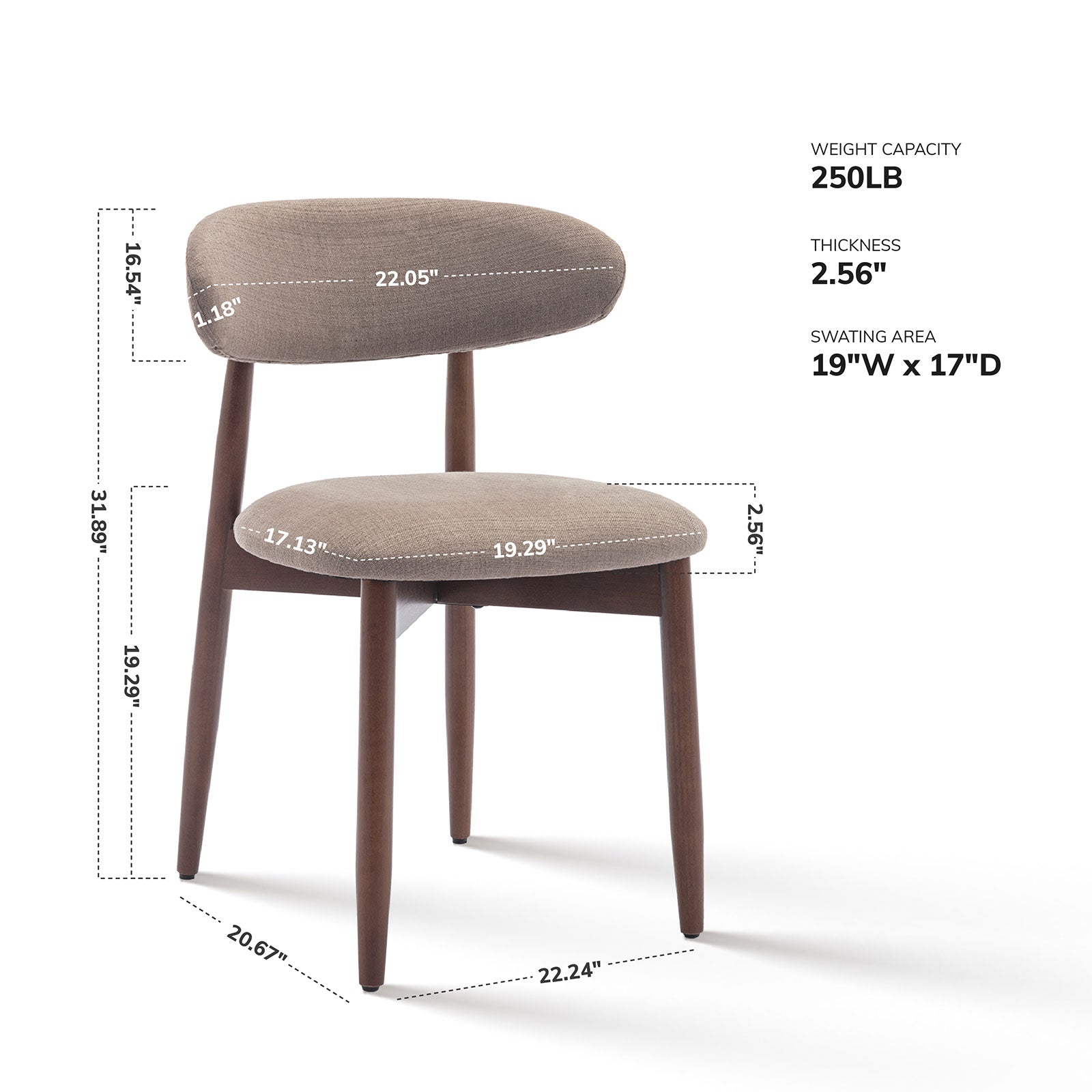 COLAMY NOYA Mid-Century Modern Dining Chair