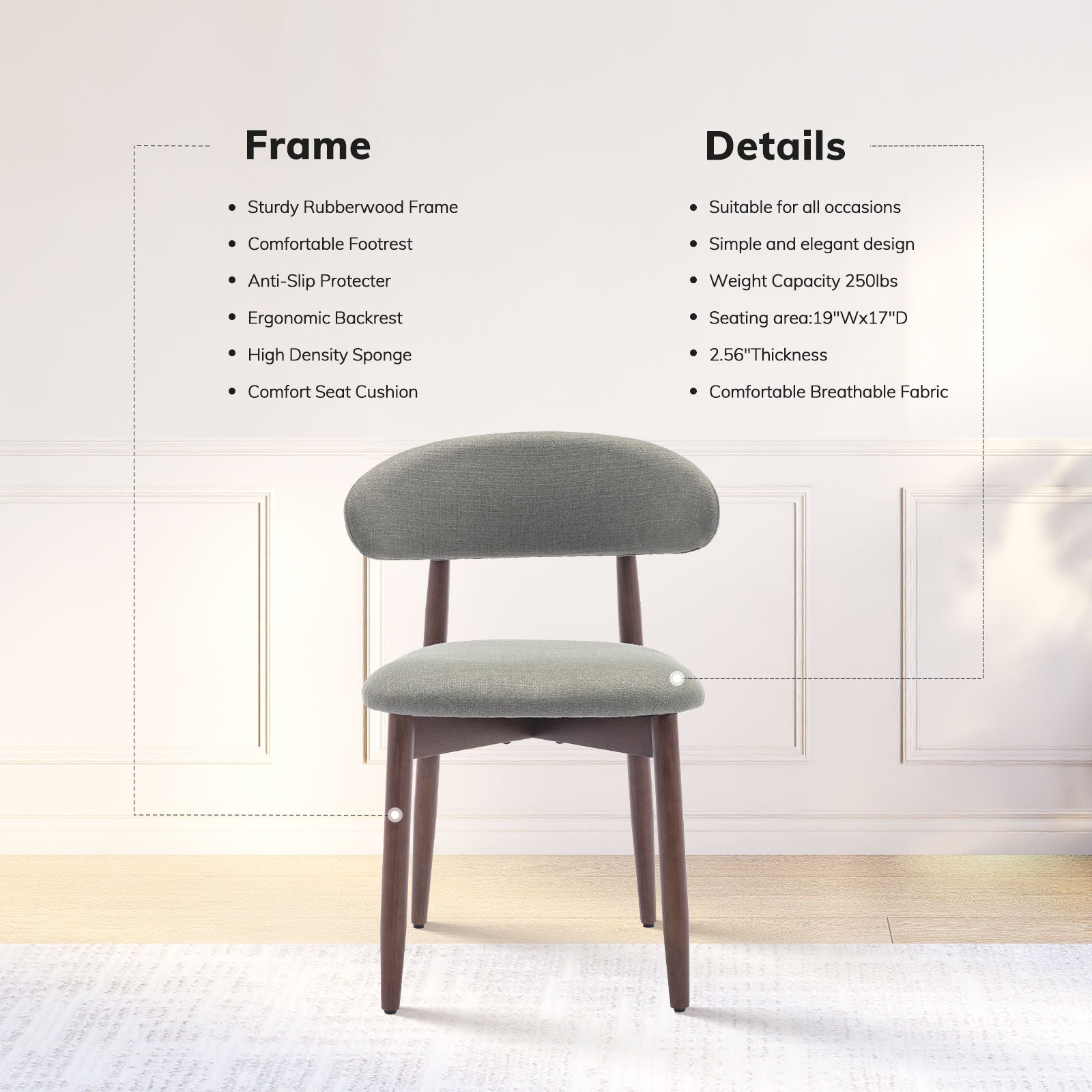 COLAMY NOYA Mid-Century Modern Dining Chair