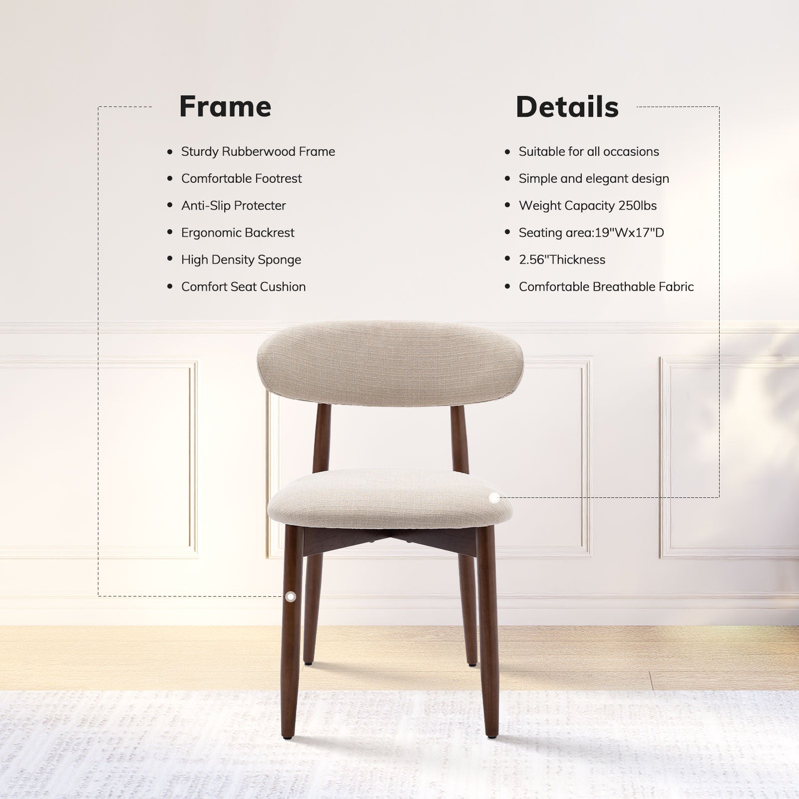 COLAMY NOYA Mid-Century Modern Dining Chair