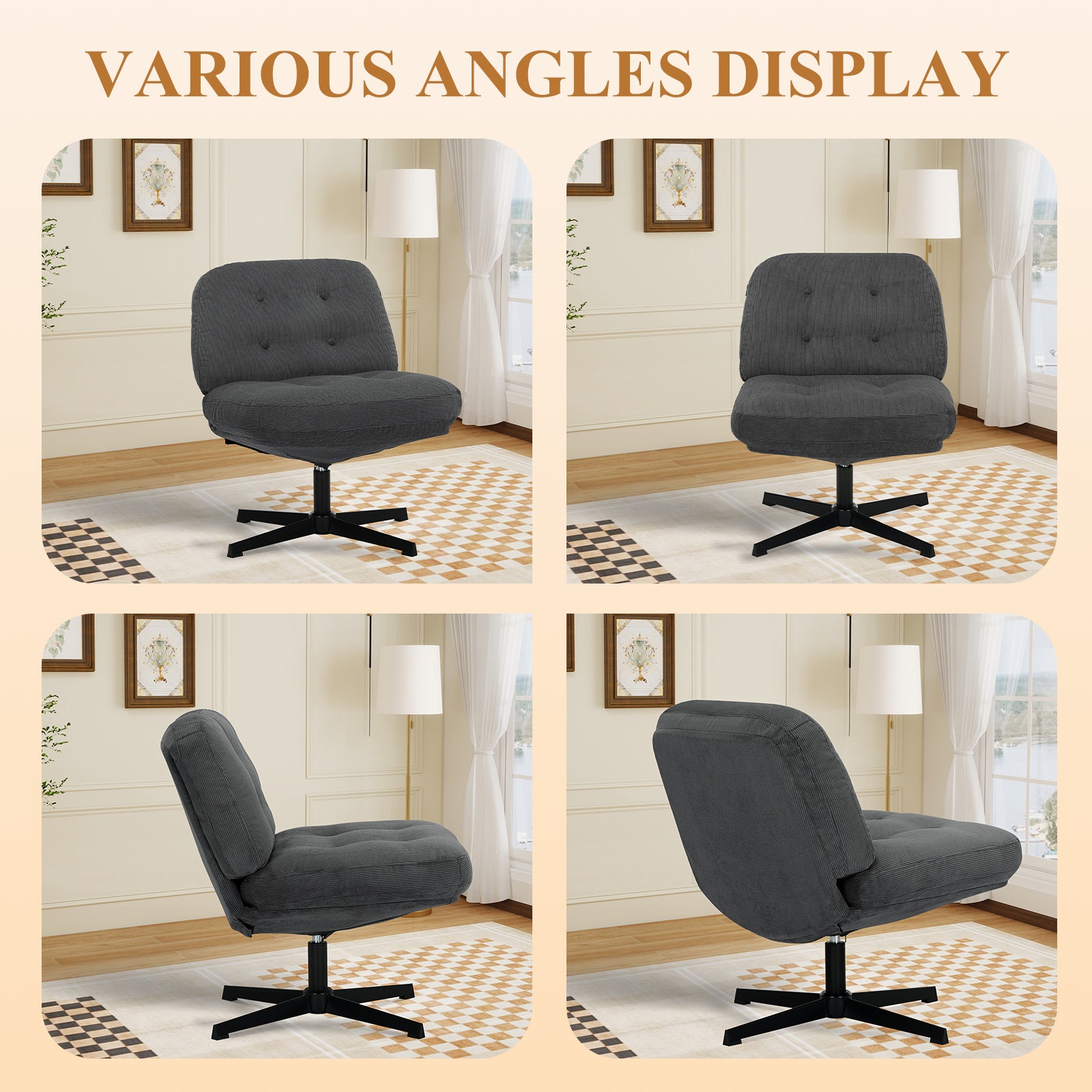 COLAMY CozySpin Lounge-Sessel – Drehbarer Akzentstuhl aus weichem Cord