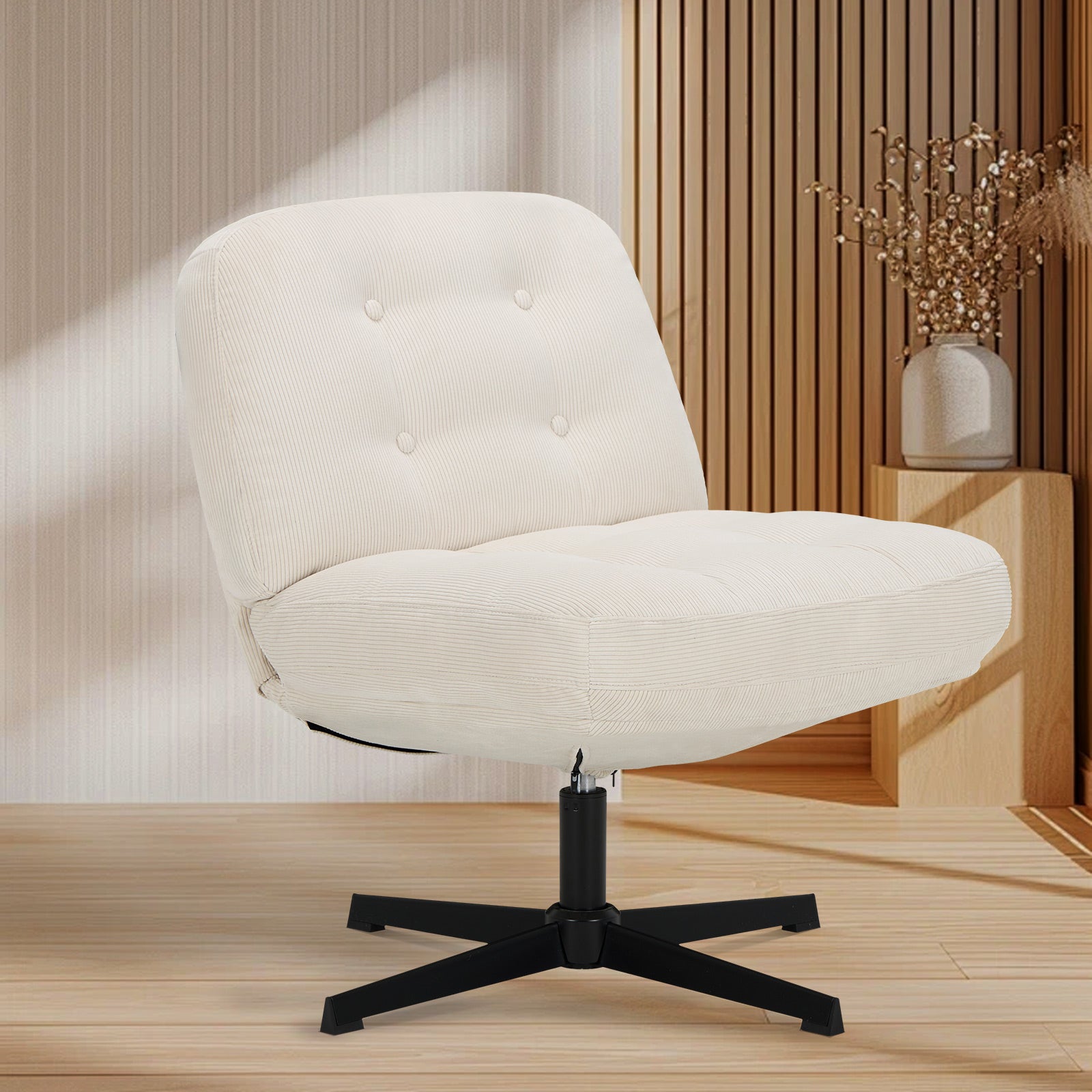 COLAMY CozySpin Lounge-Sessel – Drehbarer Akzentstuhl aus weichem Cord