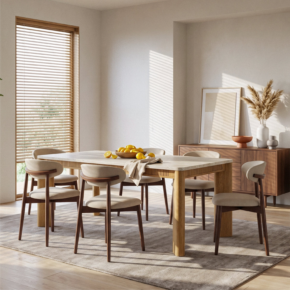 COLAMY VERSE 63" Dining Table with NOYA Dining Chairs Set for 4-6