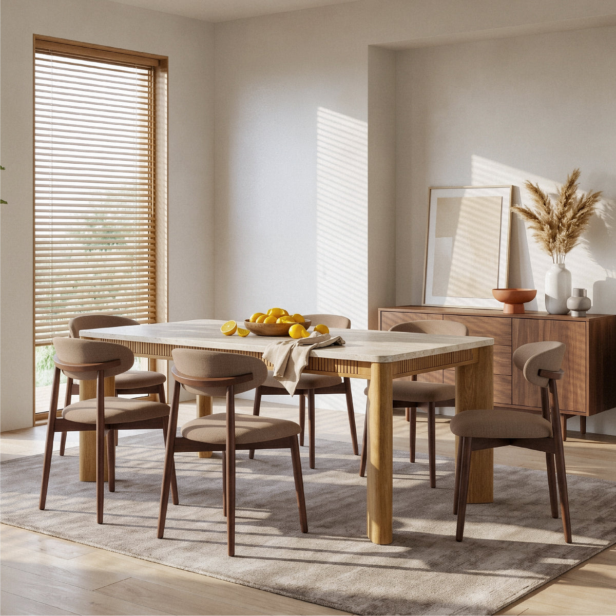 COLAMY VERSE 63" Dining Table with NOYA Dining Chairs Set for 4-6