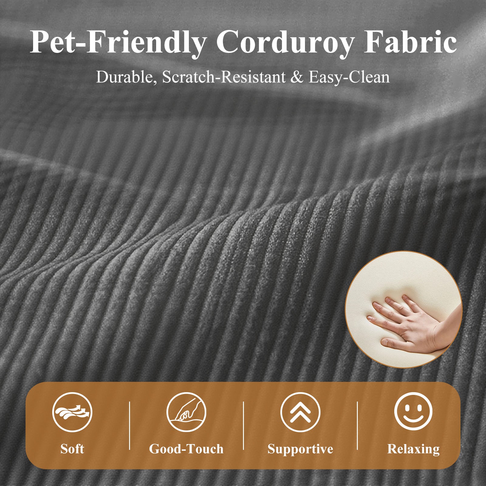 COLAMY CozySpin Lounge-Sessel – Drehbarer Akzentstuhl aus weichem Cord