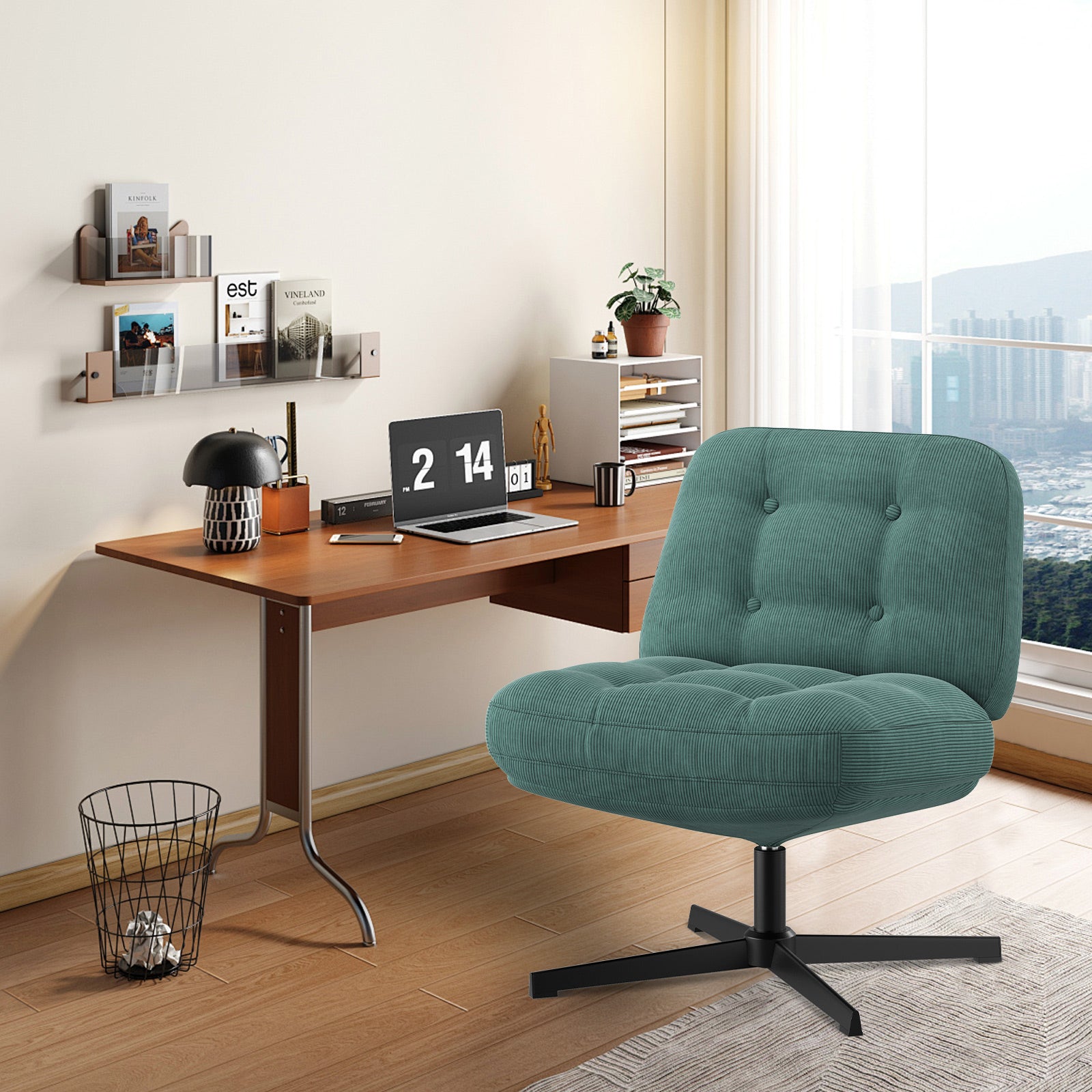 COLAMY CozySpin Lounge-Sessel – Drehbarer Akzentstuhl aus weichem Cord