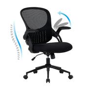 Chaise de bureau COLAMY avec accoudoirs rembourrés rabattables à 90°, support lombaire, chaise de bureau ergonomique réglable en hauteur