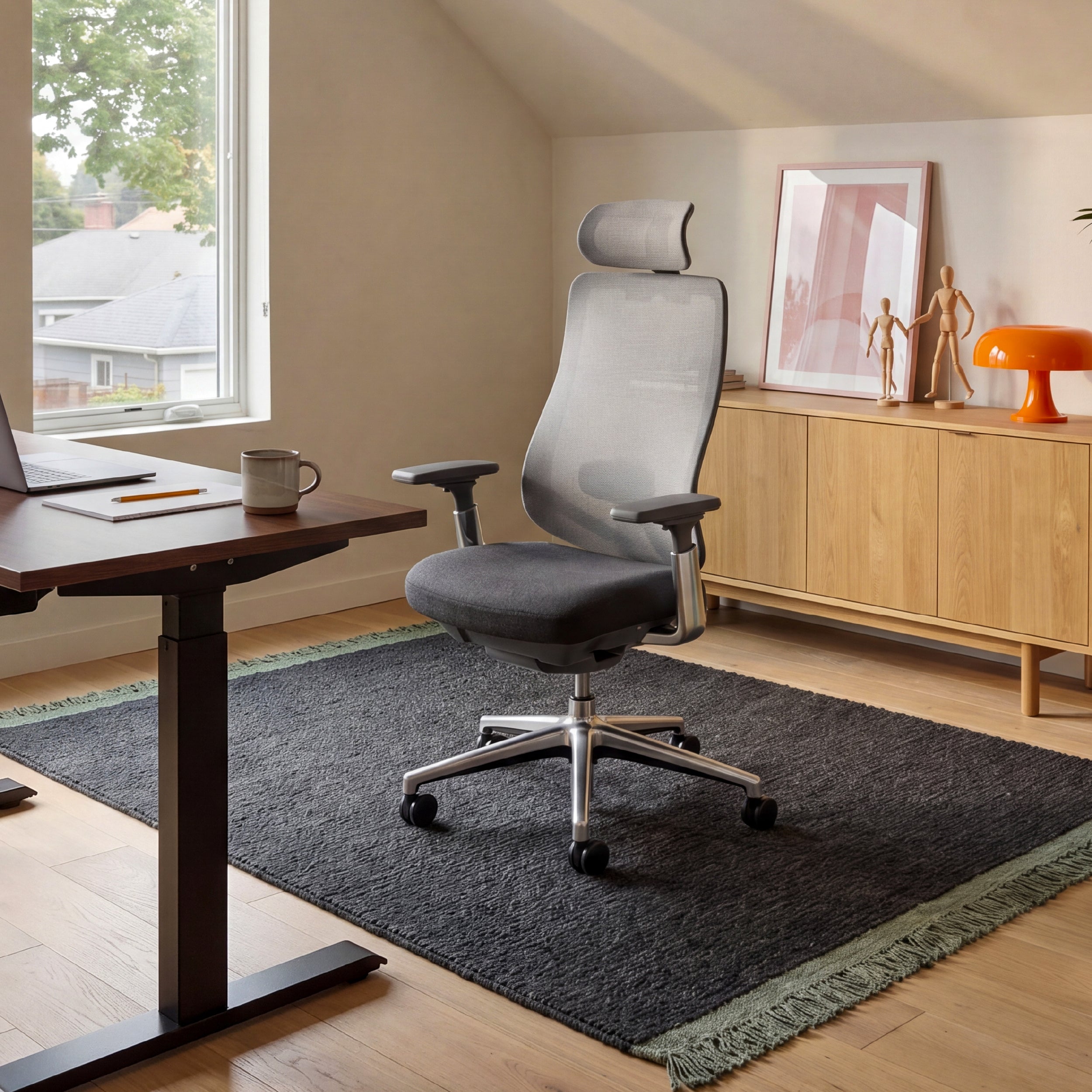 COLAMY ATLAS light grey ergonomic office chair for a bright home office workspace