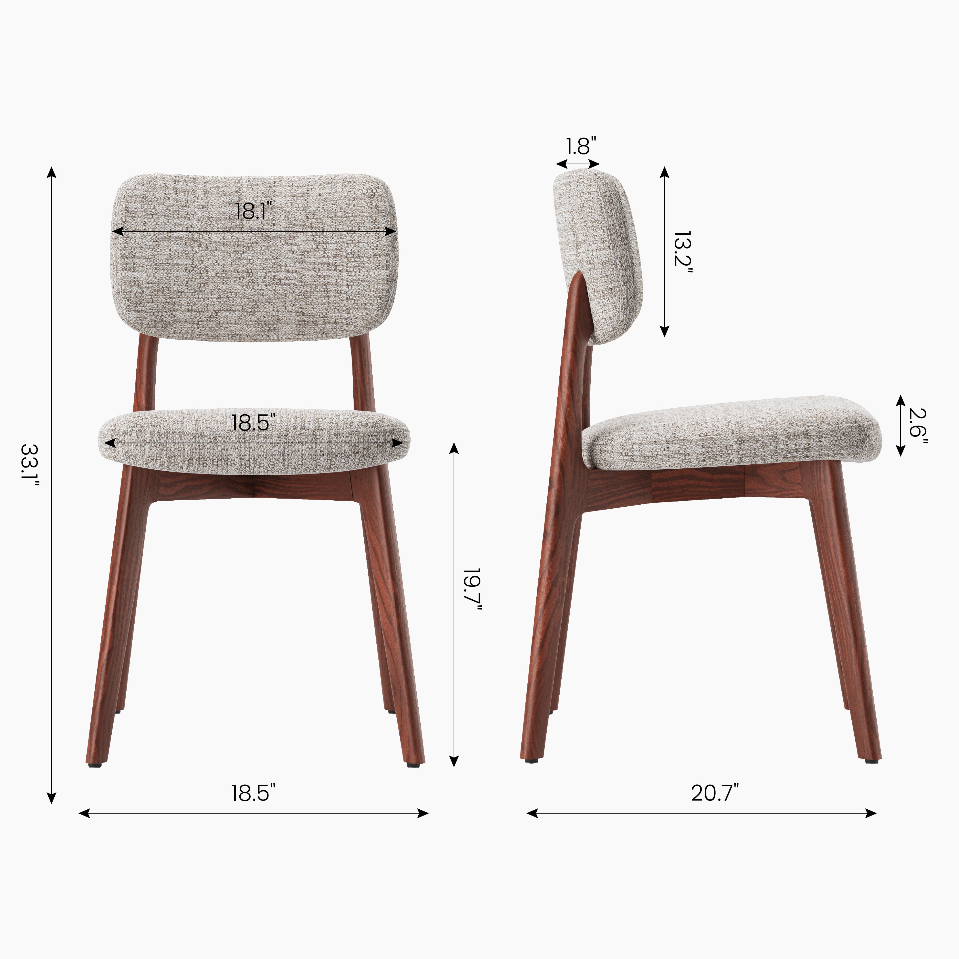 COLAMY HALO Prime Upholstered Dining Chair - FSC Solid Red Oak Wood Frame