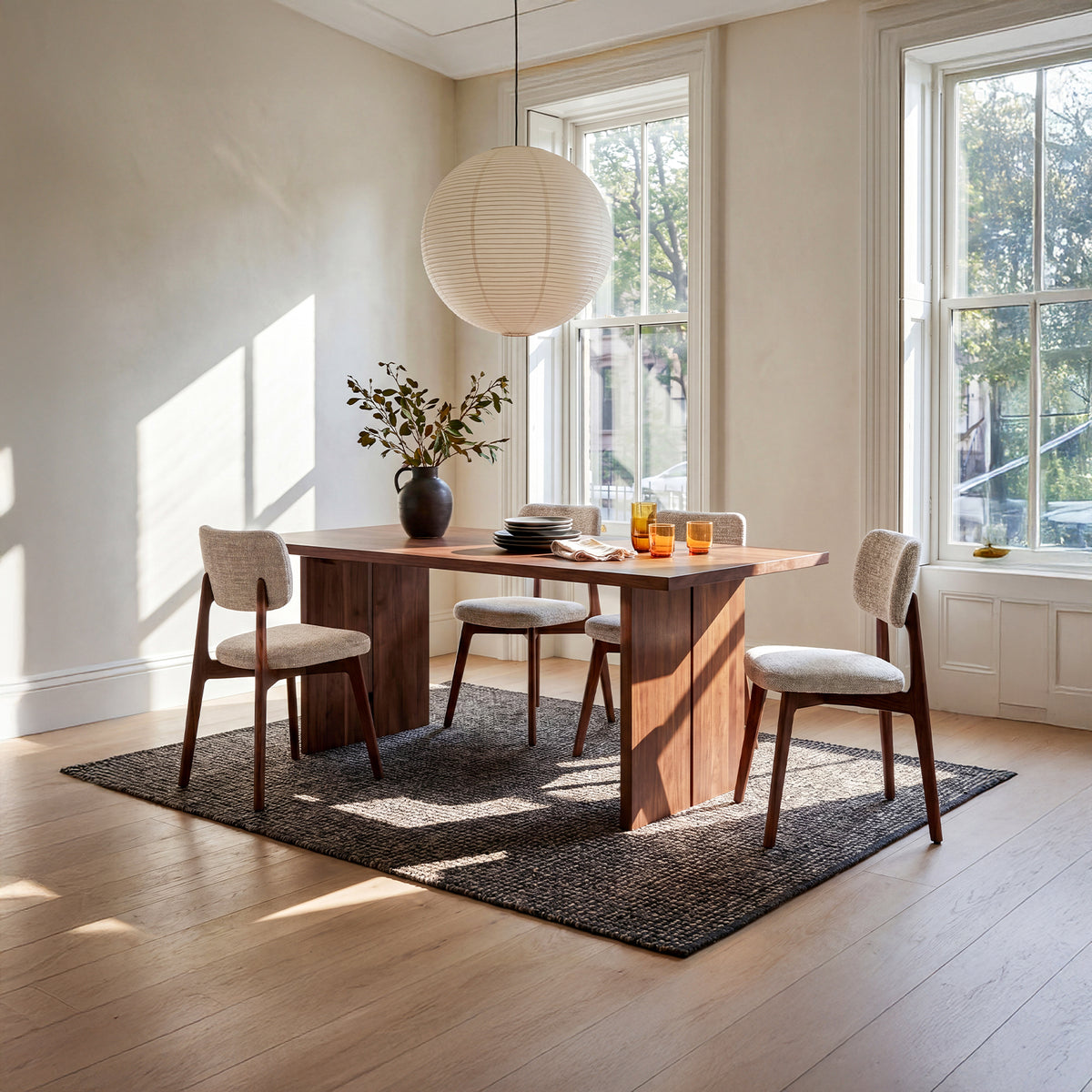 COLAMY HALO Prime Upholstered Dining Chair - FSC Solid Red Oak Wood Frame