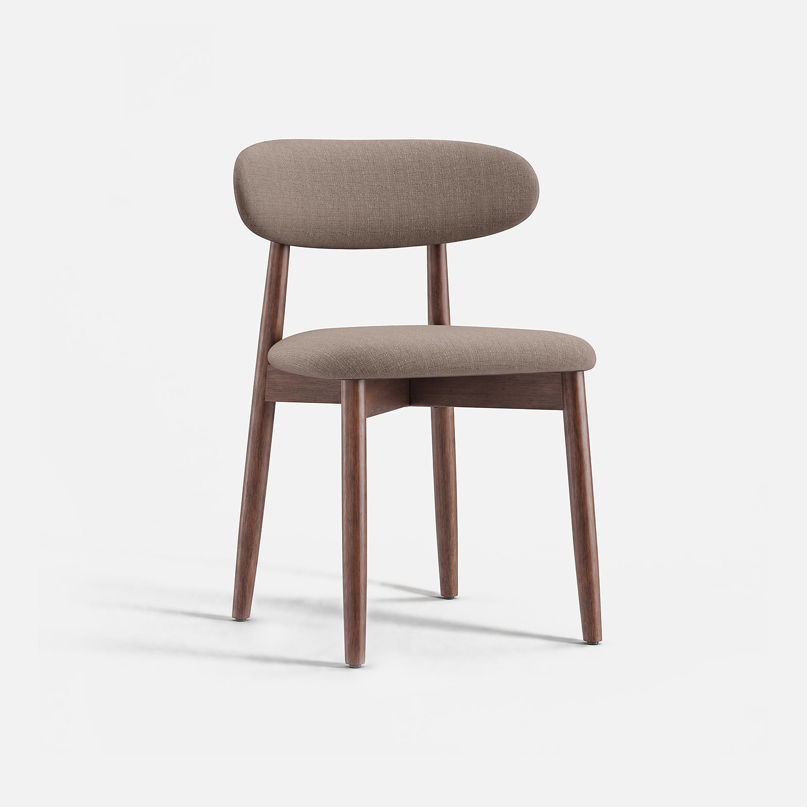 COLAMY NOYA Camel upholstered dining chair with wooden legs front view