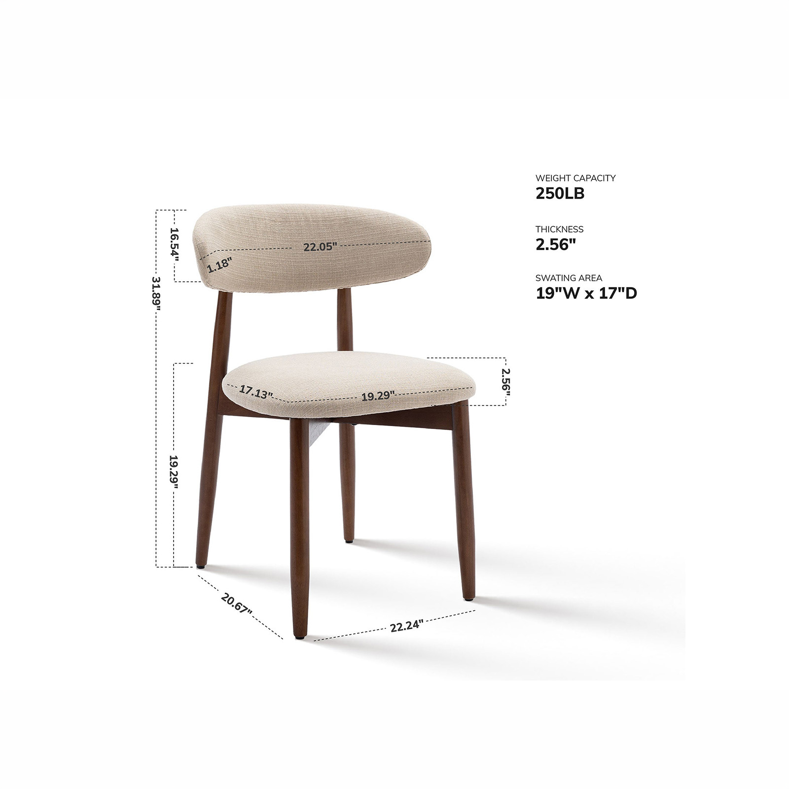 COLAMY NOYA Mid-Century Modern Dining Chair