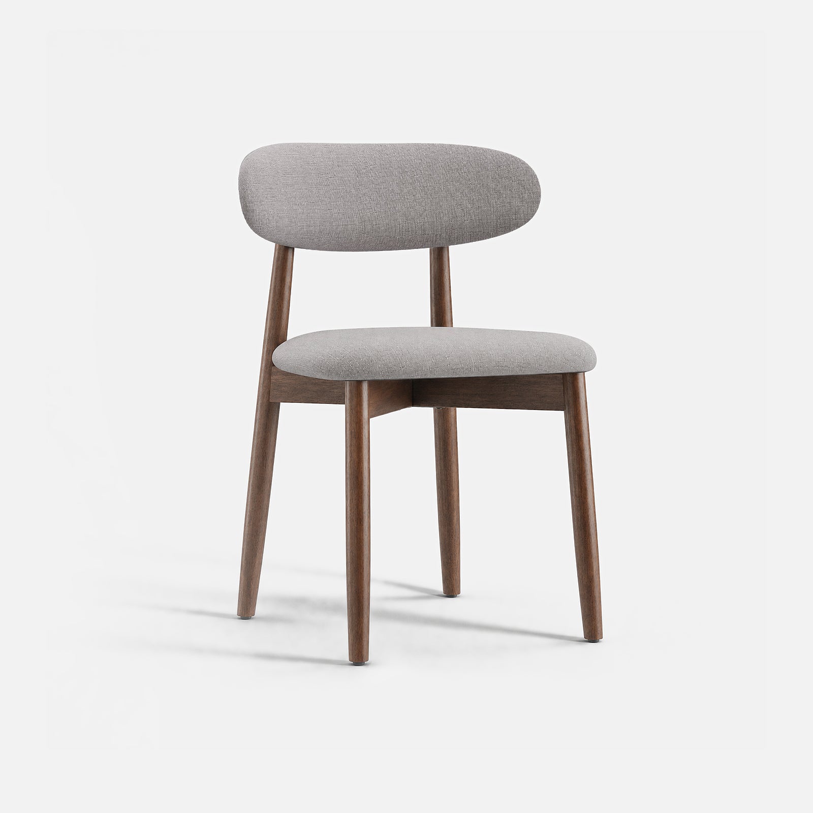 COLAMY NOYA grey upholstered dining chair with wooden legs front view