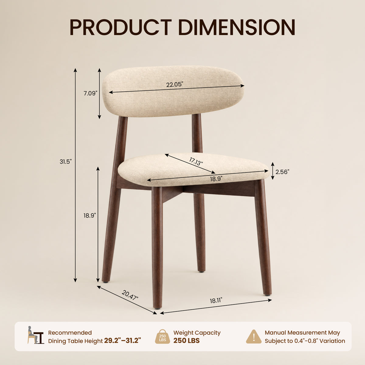 COLAMY NOYA Mid-Century Modern Dining Chair
