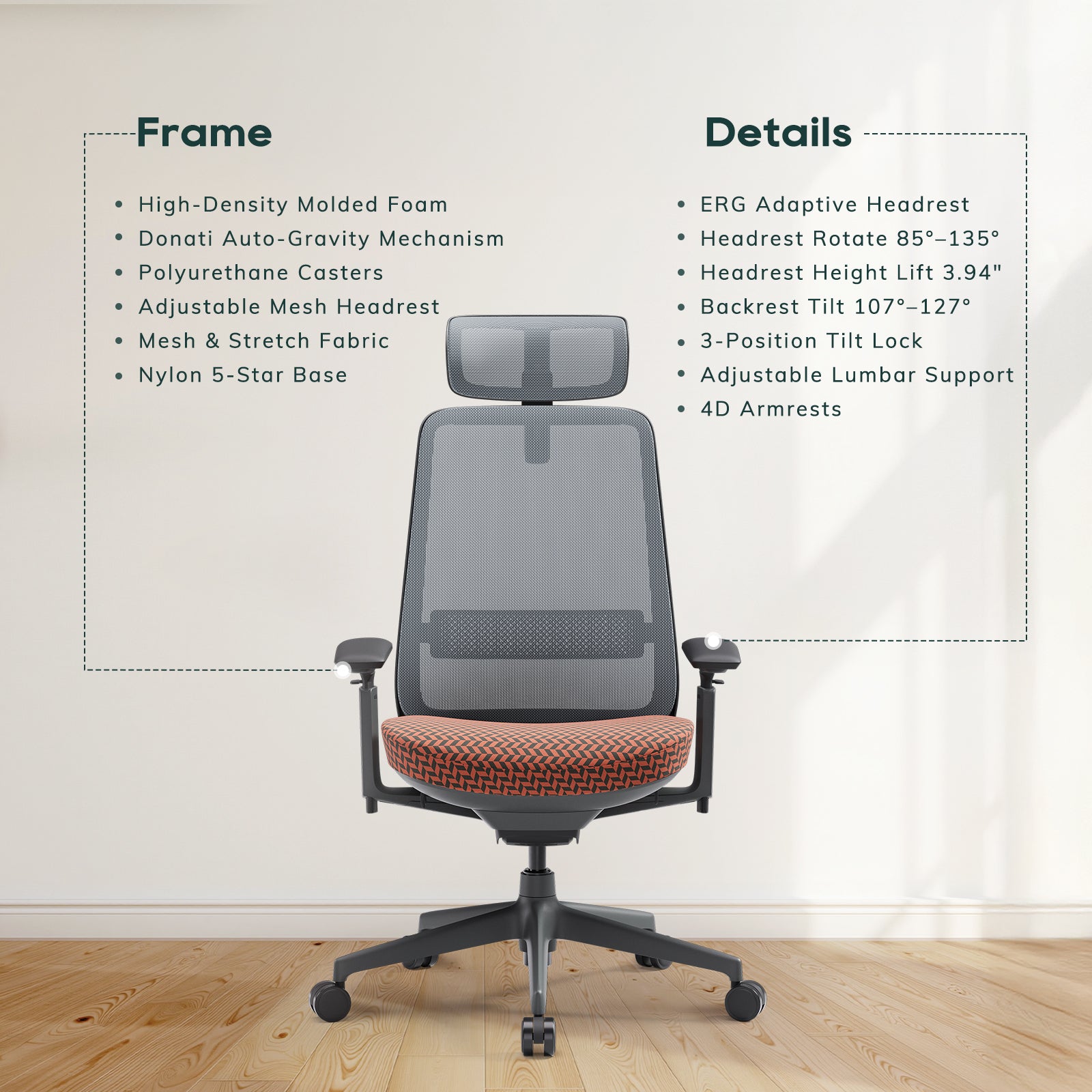COLAMY VELIA Ergonomischer Tech-Bürostuhl