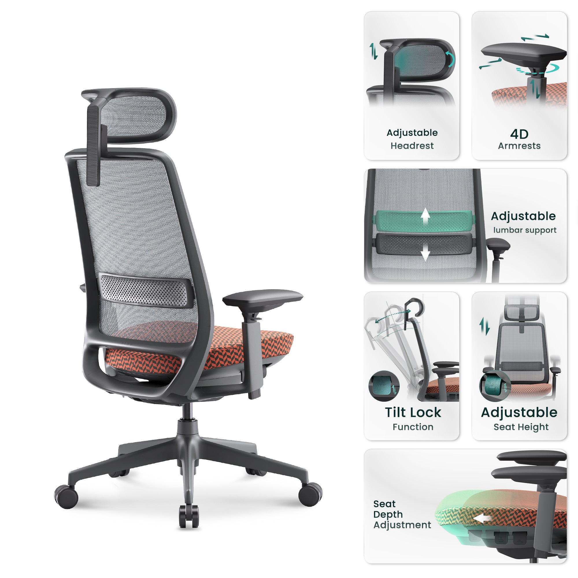 COLAMY VELIA Ergonomischer Tech-Bürostuhl