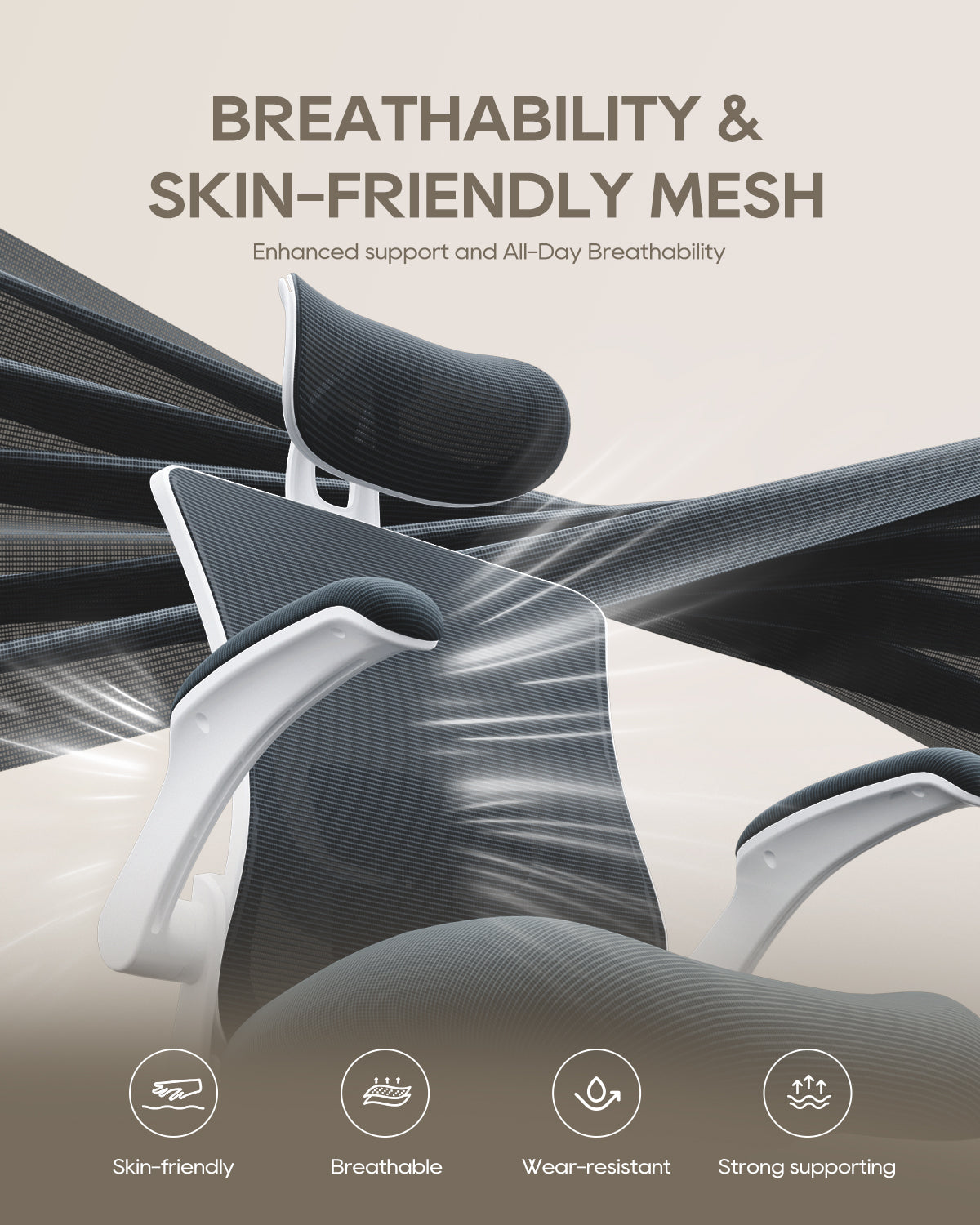 Scaun de birou ergonomic din plasă COLAMY cu suport lombar Model.9050