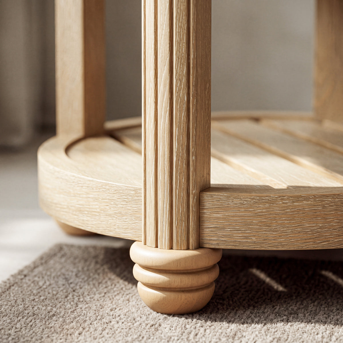 COLAMY VERSE Round Side Table with Drawer & Storage Shelf