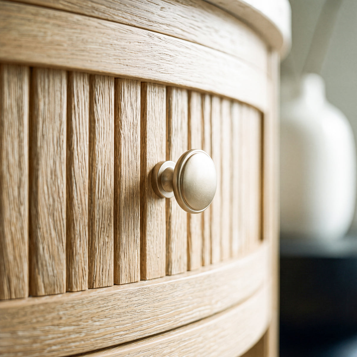 COLAMY VERSE Round Side Table with Drawer & Storage Shelf