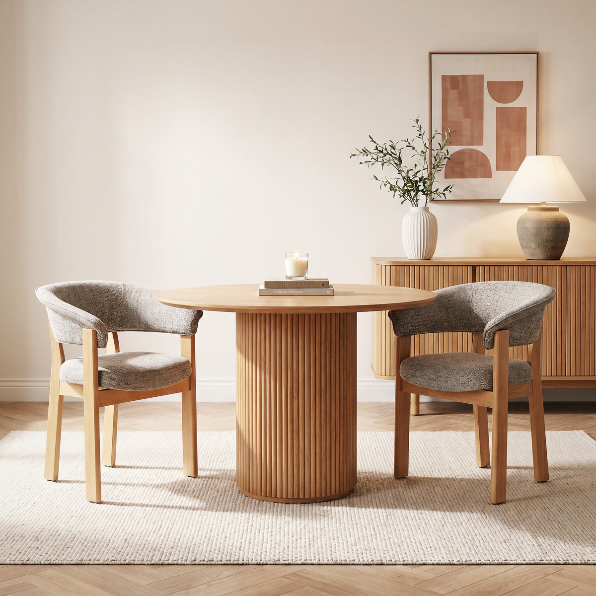 COLAMY HALO Luxe Upholstered Dining Chair - FSC Solid Oak